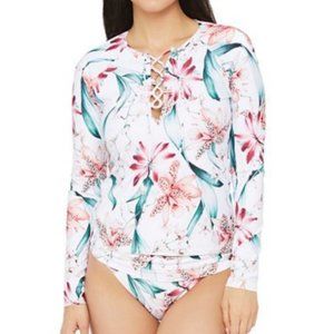 La Blanca Flyaway Orchid Rashguard Swimsuit Top
